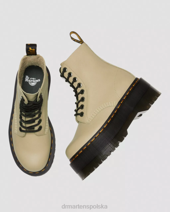 obuwie jasna oliwkowa pisa F28B120 Skórzane buty na platformie 1460 Pascal Max kobiety Dr. Martens