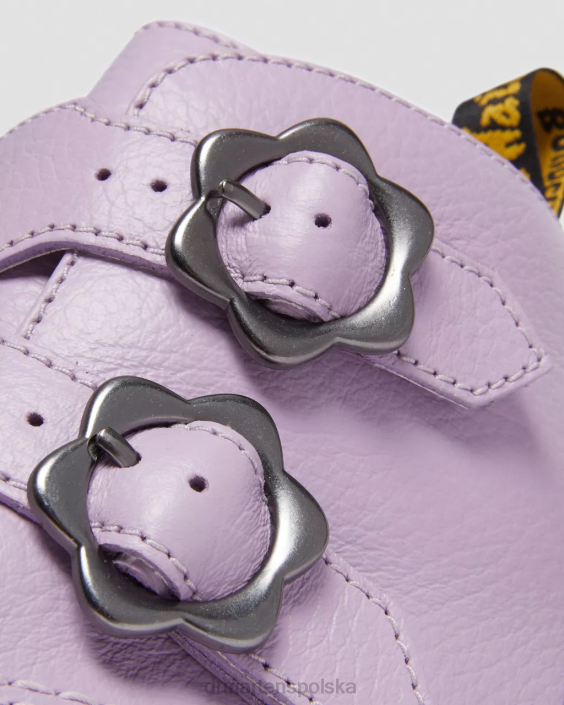 obuwie liliowa mielona nappa F28B212 Skórzane buty na platformie Devon z klamrą w kształcie kwiatu kobiety Dr. Martens