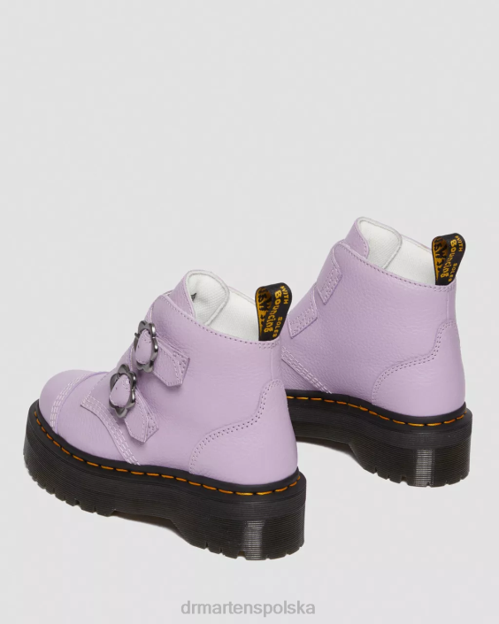 obuwie liliowa mielona nappa F28B212 Skórzane buty na platformie Devon z klamrą w kształcie kwiatu kobiety Dr. Martens