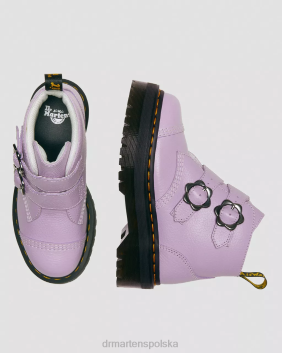 obuwie liliowa mielona nappa F28B212 Skórzane buty na platformie Devon z klamrą w kształcie kwiatu kobiety Dr. Martens