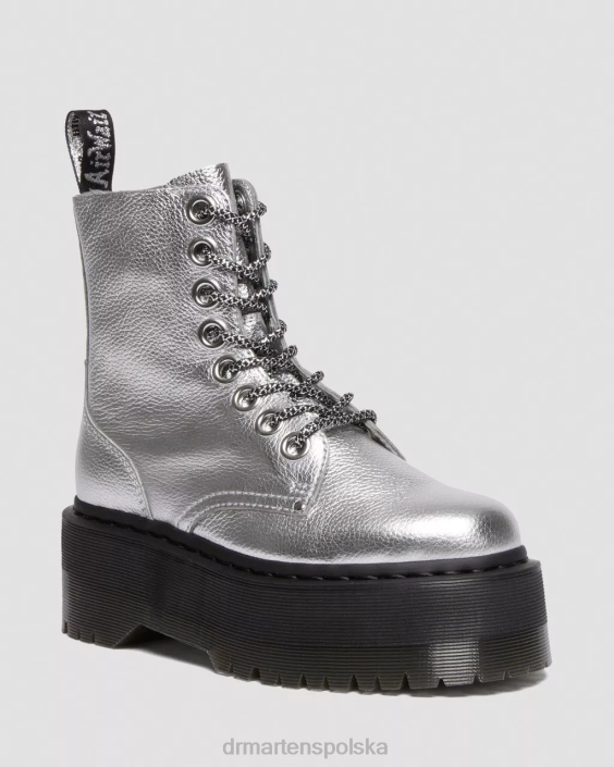 obuwie srebrny metaliczny metaliczny upadek F28B185 Metaliczne skórzane platformy jadon max boot kobiety Dr. Martens
