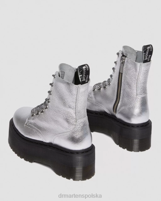 obuwie srebrny metaliczny metaliczny upadek F28B185 Metaliczne skórzane platformy jadon max boot kobiety Dr. Martens