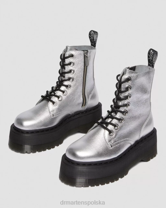 obuwie srebrny metaliczny metaliczny upadek F28B185 Metaliczne skórzane platformy jadon max boot kobiety Dr. Martens