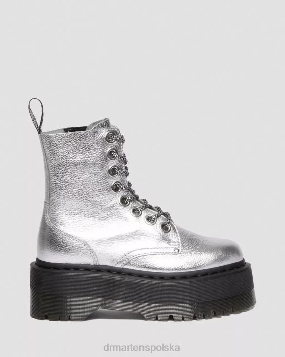 obuwie srebrny metaliczny metaliczny upadek F28B185 Metaliczne skórzane platformy jadon max boot kobiety Dr. Martens