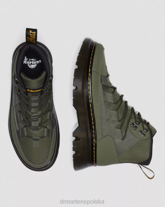 obuwie Zielony khaki Ajax i wyjątkowo wytrzymały i hydro F28B81 Boury, skórzane buty na co dzień kobiety Dr. Martens