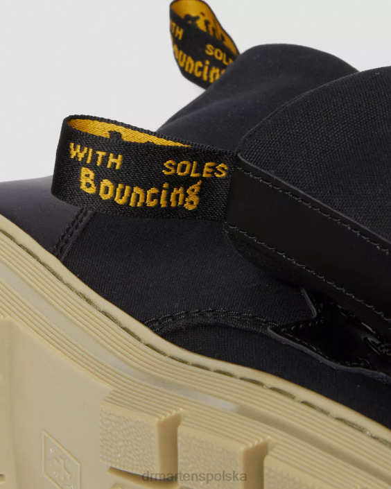 obuwie czarne płótno i frezowana skóra powlekana F28B173 płócienne buty na co dzień typu Combs kobiety Dr. Martens