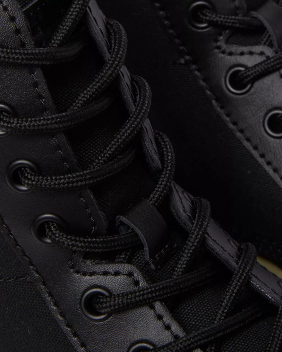 obuwie czarne płótno i frezowana skóra powlekana F28B173 płócienne buty na co dzień typu Combs kobiety Dr. Martens