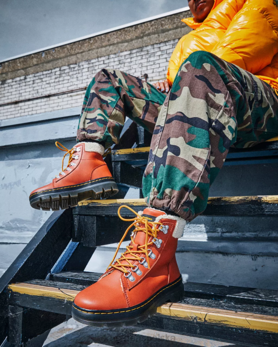 obuwie olejek pełnoziarnisty F28B113 codzienne buty z wyściółką ze sztucznego futra kobiety Dr. Martens