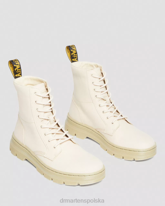 obuwie pergaminowe beżowe płótno i frezowana skóra powlekana F28B172 płócienne buty na co dzień typu Combs kobiety Dr. Martens