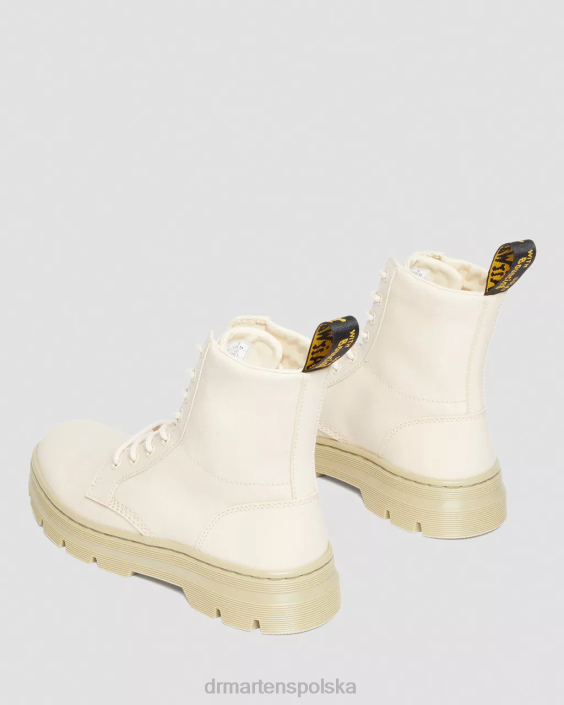 obuwie pergaminowe beżowe płótno i frezowana skóra powlekana F28B172 płócienne buty na co dzień typu Combs kobiety Dr. Martens