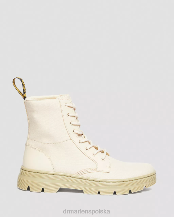 obuwie pergaminowe beżowe płótno i frezowana skóra powlekana F28B172 płócienne buty na co dzień typu Combs kobiety Dr. Martens