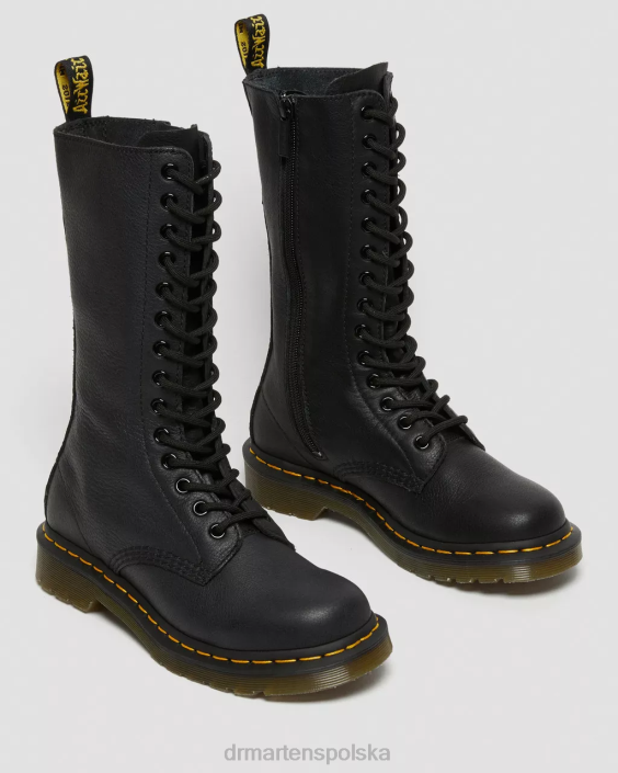 obuwie czarna Wirginia F28B362 Skórzane buty do połowy łydki 1b99 Virginia kobiety Dr. Martens