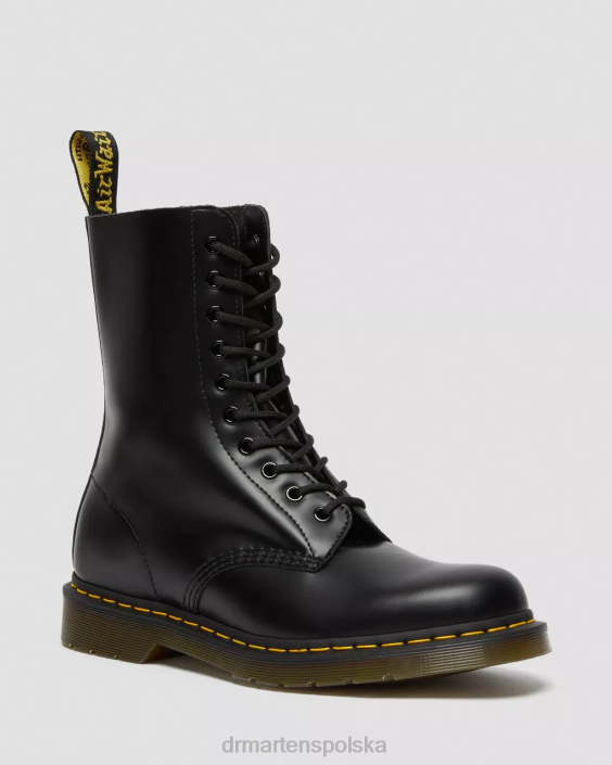 obuwie czarny gładki F28B360 1490 gładkie skórzane buty do połowy łydki kobiety Dr. Martens