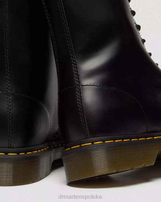 obuwie czarny gładki F28B360 1490 gładkie skórzane buty do połowy łydki kobiety Dr. Martens