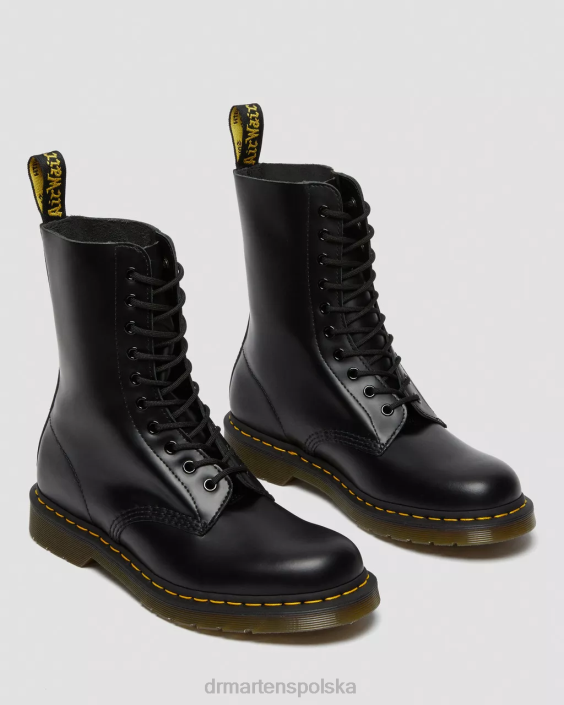 obuwie czarny gładki F28B360 1490 gładkie skórzane buty do połowy łydki kobiety Dr. Martens