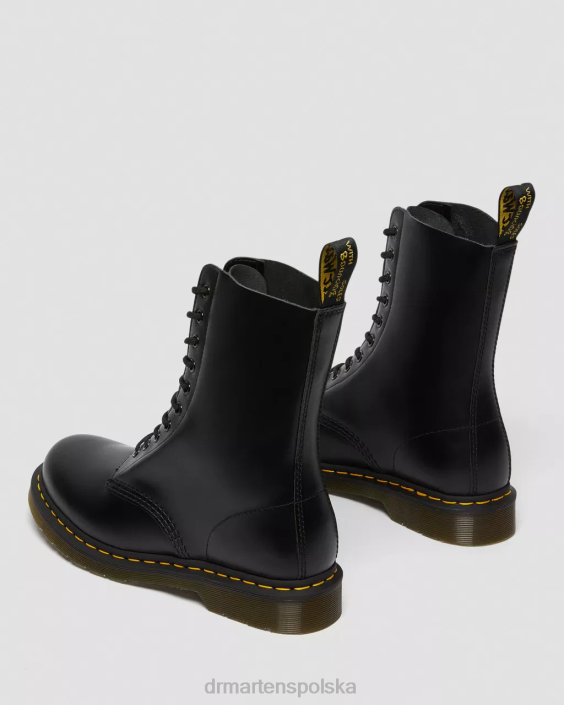 obuwie czarny gładki F28B360 1490 gładkie skórzane buty do połowy łydki kobiety Dr. Martens