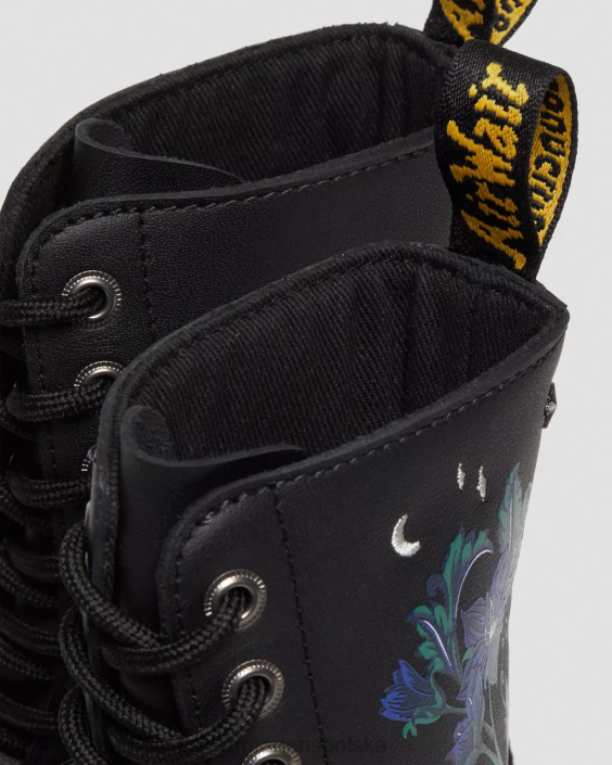 obuwie czarny kwiatowy mash up k hydro F28B364 1490 Skórzane buty do połowy łydki w mistyczny kwiatowy wzór kobiety Dr. Martens