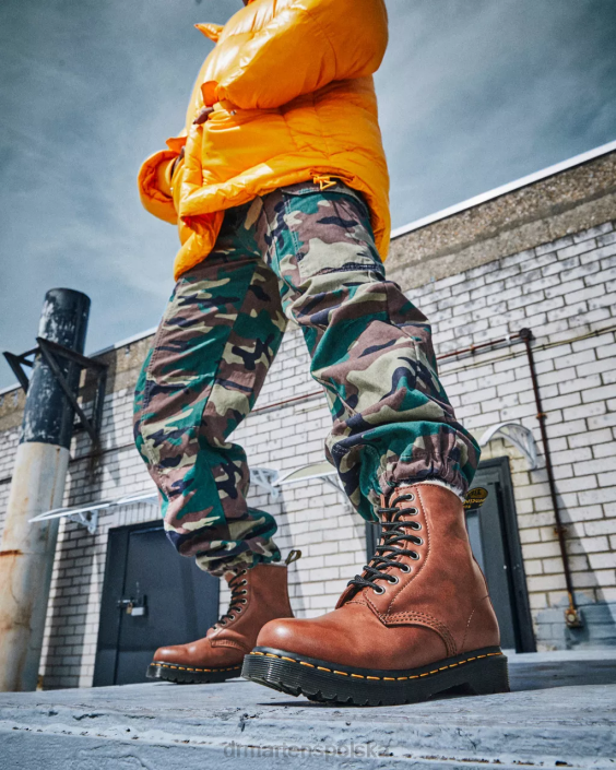 obuwie opalony kowal F28B25 1460 Serena Skórzane buty z wyściółką ze sztucznego futra kobiety Dr. Martens