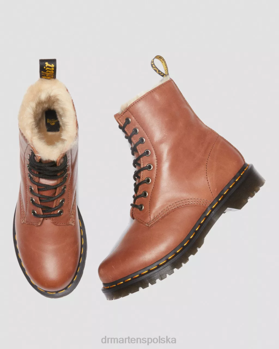 obuwie opalony kowal F28B25 1460 Serena Skórzane buty z wyściółką ze sztucznego futra kobiety Dr. Martens