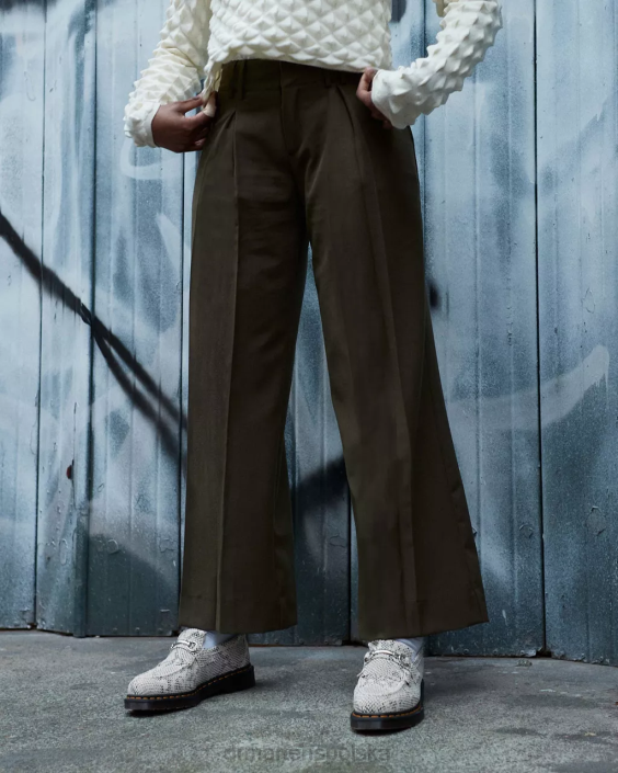 obuwie Zamsz w kolorze piaskowo-czarnym z nadrukiem pytona F28B377 Zamszowe mokasyny z nadrukiem Adriana snaffle pytona kobiety Dr. Martens