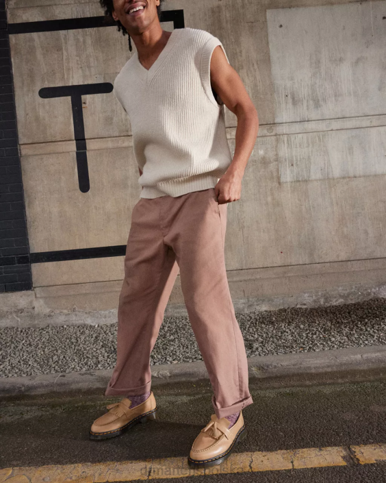 obuwie beżowa carrara F28B381 Skórzane mokasyny z frędzlami Adriana Carrary kobiety Dr. Martens