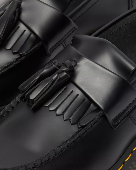 obuwie czarny gładki F28B367 Skórzane mokasyny z frędzlami Adriana w kolorze żółtym kobiety Dr. Martens