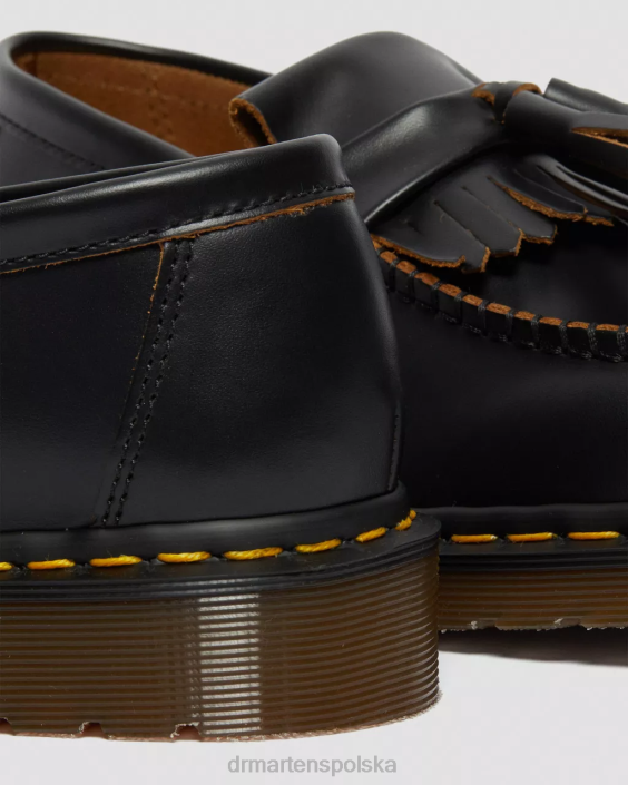 obuwie czarny kilon F28B372 Adrian Made in England skórzane mokasyny z frędzlami w stylu vintage kobiety Dr. Martens