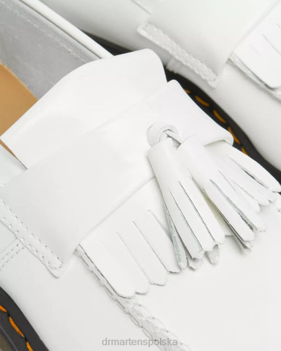 obuwie gładki F28B378 Skórzane mokasyny z frędzlami Adriana w kolorze żółtym kobiety Dr. Martens