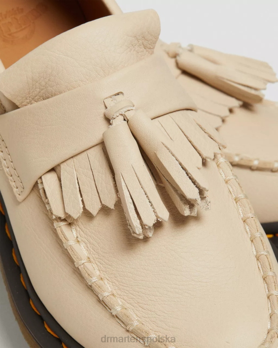 obuwie pergaminowa beżowa Virginia F28B380 Skórzane mokasyny z frędzlami Adrian Virginia kobiety Dr. Martens