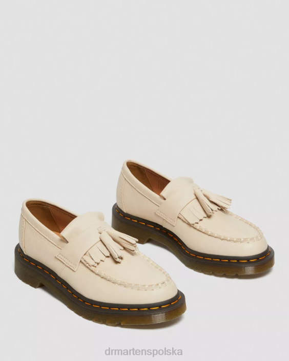 obuwie pergaminowa beżowa Virginia F28B380 Skórzane mokasyny z frędzlami Adrian Virginia kobiety Dr. Martens
