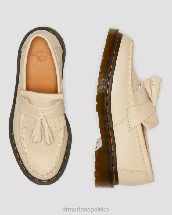 obuwie pergaminowa beżowa Virginia F28B380 Skórzane mokasyny z frędzlami Adrian Virginia kobiety Dr. Martens