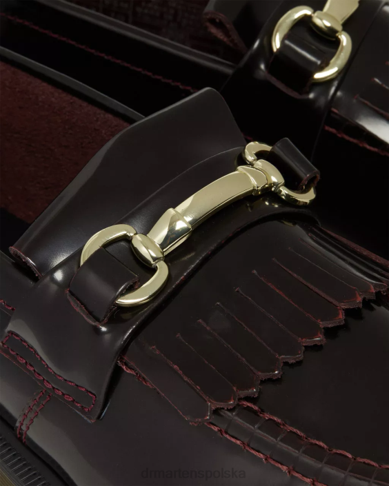 obuwie wiśniowo-czerwona arkadia i gładka F28B374 Adrian Saffle – mokasyny typu kiltie z gładkiej skóry kobiety Dr. Martens