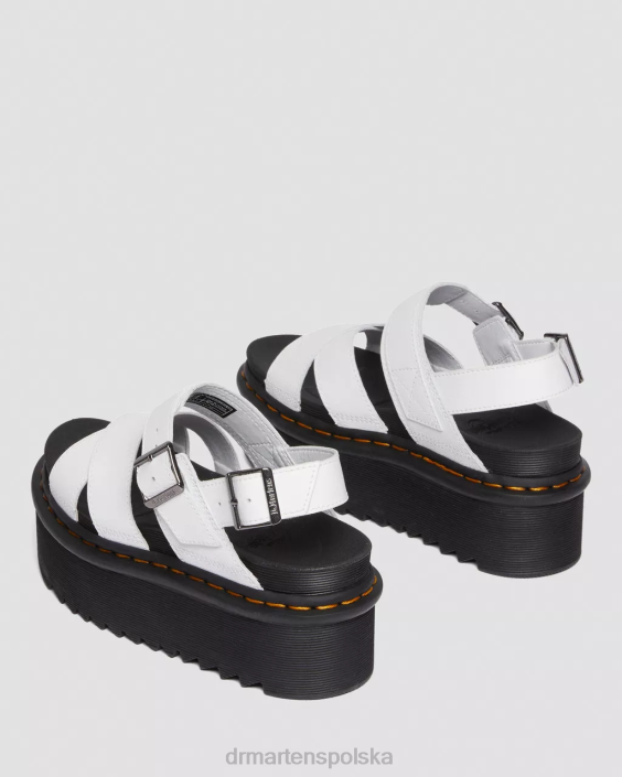 obuwie biała Atena F28B252 Sandały na platformie Voss II Athena ze skórzanym paskiem kobiety Dr. Martens