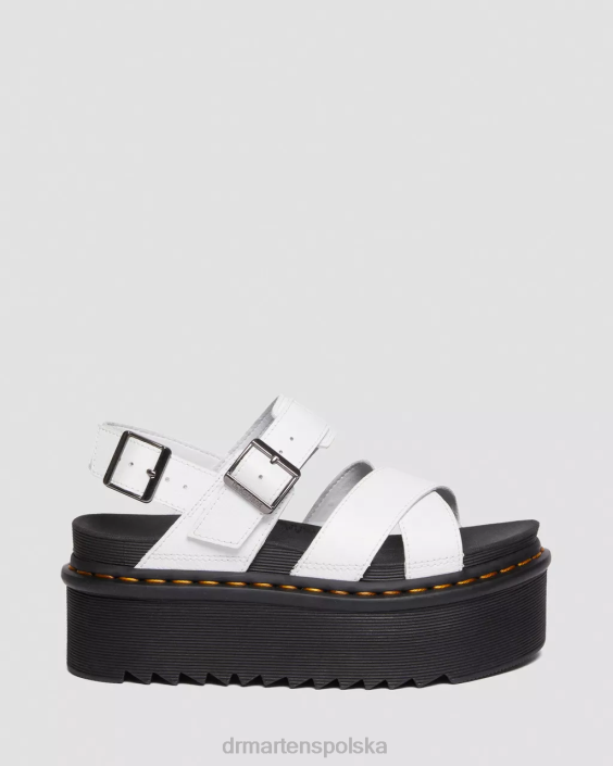 obuwie biała Atena F28B252 Sandały na platformie Voss II Athena ze skórzanym paskiem kobiety Dr. Martens