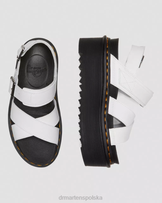 obuwie biała Atena F28B252 Sandały na platformie Voss II Athena ze skórzanym paskiem kobiety Dr. Martens