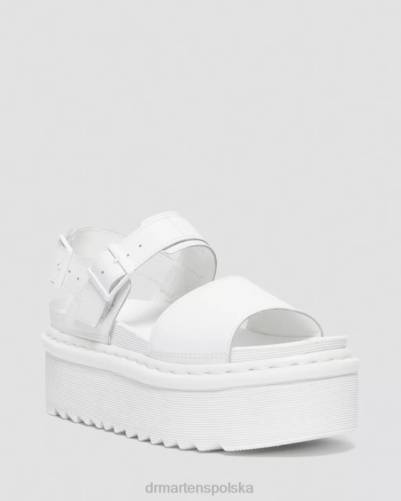 obuwie biała woda F28B277 Monochromatyczne sandały Voss ze skóry na platformie i paskiem kobiety Dr. Martens
