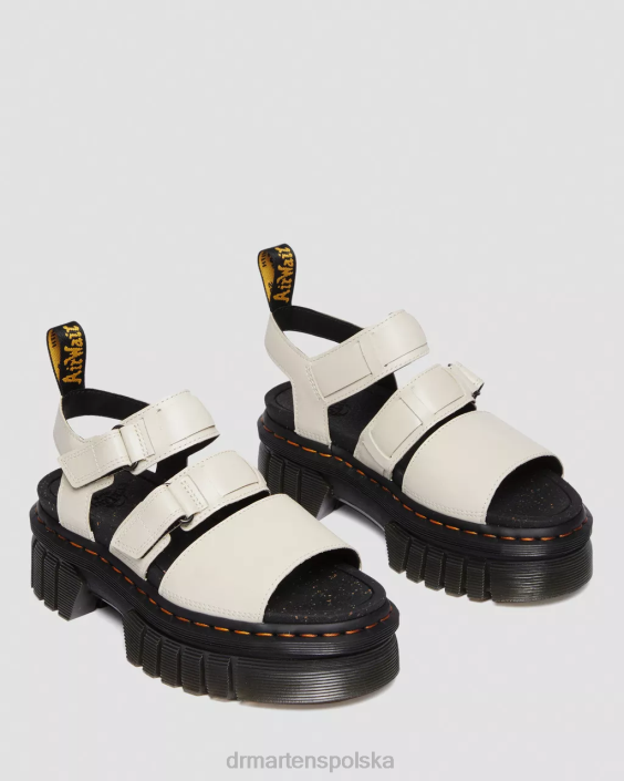 obuwie brukowana szarość nappa lux F28B268 Sandały na platformie z 3 paskami, ze skóry Ricki Nappa Lux kobiety Dr. Martens