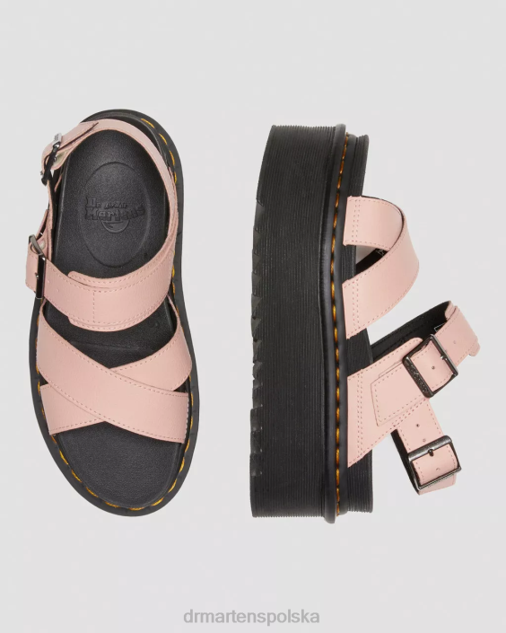 obuwie brzoskwiniowo-beżowa Atena F28B262 Sandały na platformie Voss II Athena ze skórzanym paskiem kobiety Dr. Martens