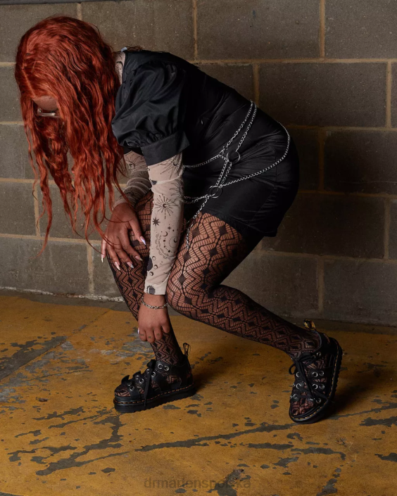 obuwie czarna Atena F28B272 Sandały Blaire Hardware ze skórzanym paskiem kobiety Dr. Martens