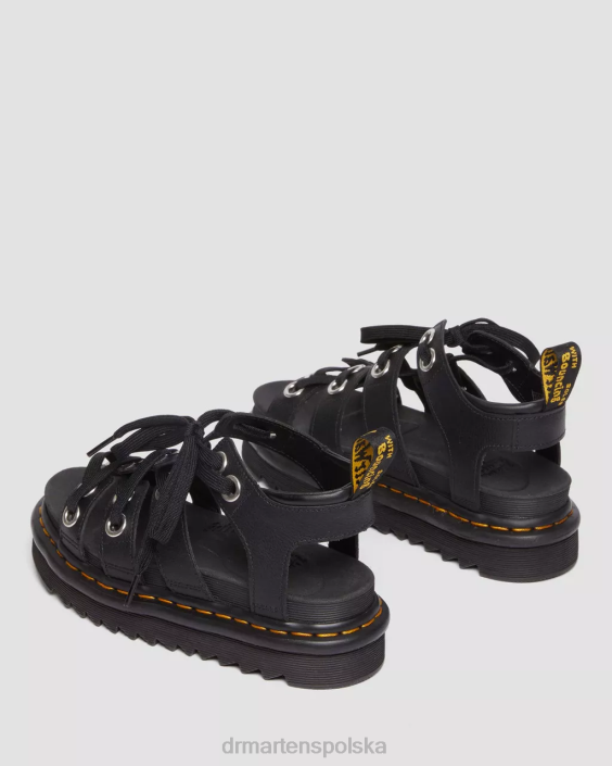 obuwie czarna Atena F28B272 Sandały Blaire Hardware ze skórzanym paskiem kobiety Dr. Martens
