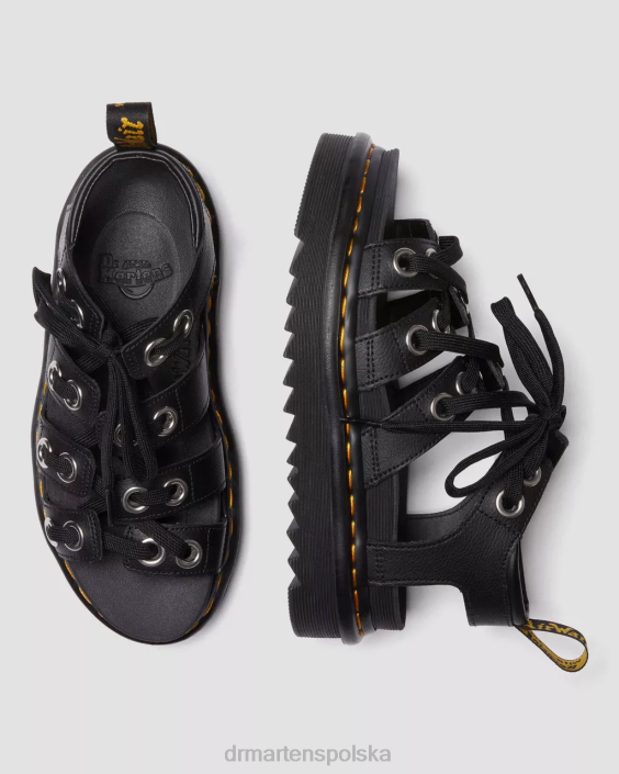 obuwie czarna Atena F28B272 Sandały Blaire Hardware ze skórzanym paskiem kobiety Dr. Martens