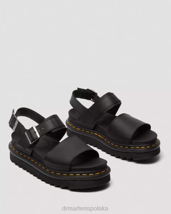 obuwie czarno-czarny hydro F28B243 Sandały Voss ze skórzanym paskiem kobiety Dr. Martens