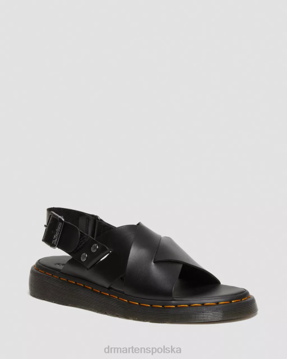 obuwie czarny brando F28B342 Skórzane sandały zane brando z paskiem na plecach kobiety Dr. Martens