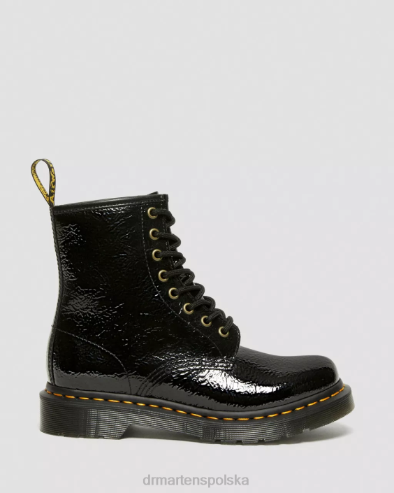 obuwie czarny postrzępiony patent F28B139 1460 buty z lakierowanej skóry w trudnej sytuacji kobiety Dr. Martens