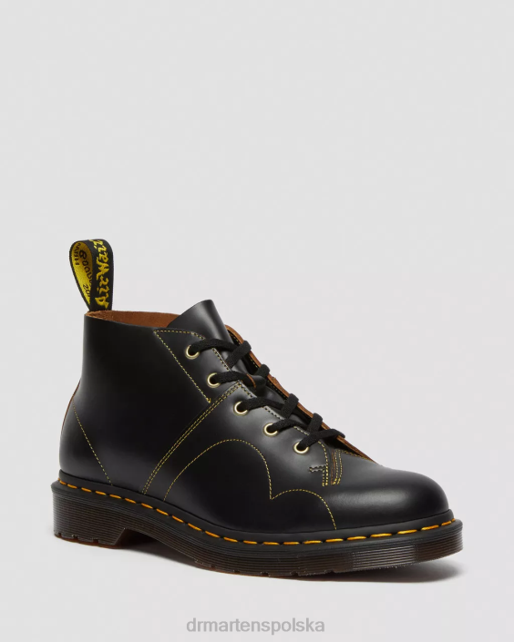 obuwie czarny vintage gładki F28B44 kościelne, zabytkowe małpie buty kobiety Dr. Martens