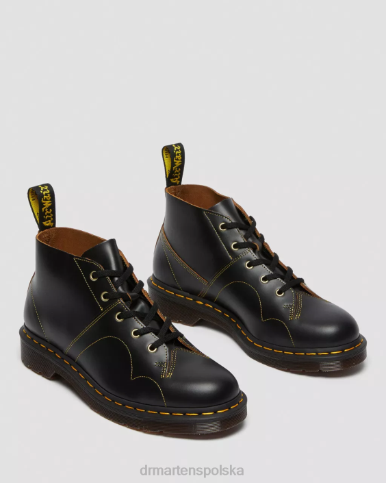 obuwie czarny vintage gładki F28B44 kościelne, zabytkowe małpie buty kobiety Dr. Martens