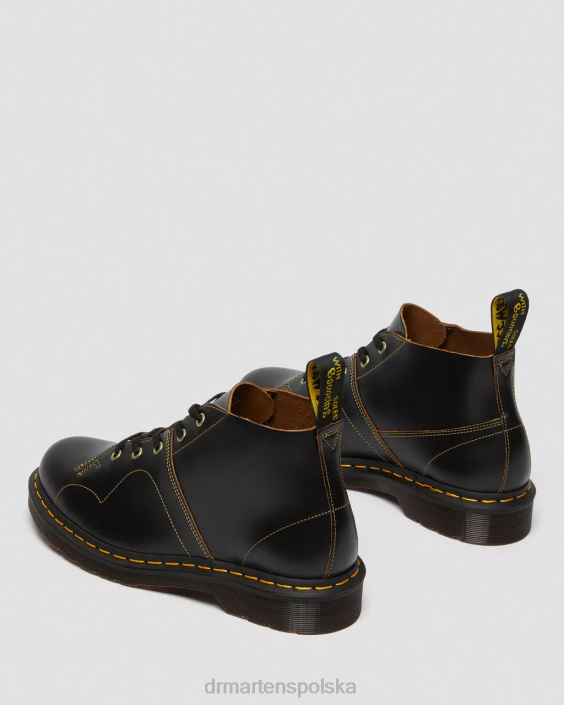 obuwie czarny vintage gładki F28B44 kościelne, zabytkowe małpie buty kobiety Dr. Martens