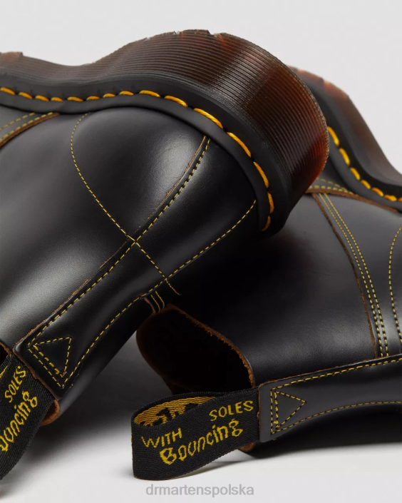 obuwie czarny vintage gładki F28B44 kościelne, zabytkowe małpie buty kobiety Dr. Martens