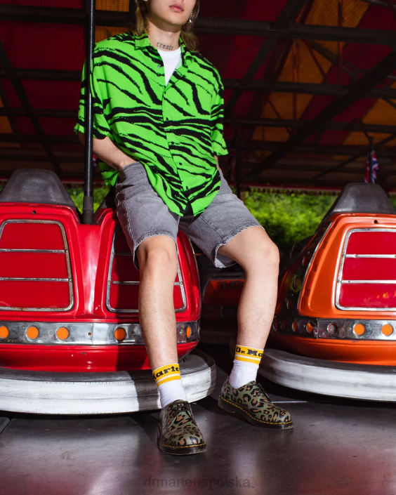 obuwie Zniekształcony lampart w kolorze khaki F28B301 Oksfordy 1461 w zniekształcony wzór w panterkę kobiety Dr. Martens