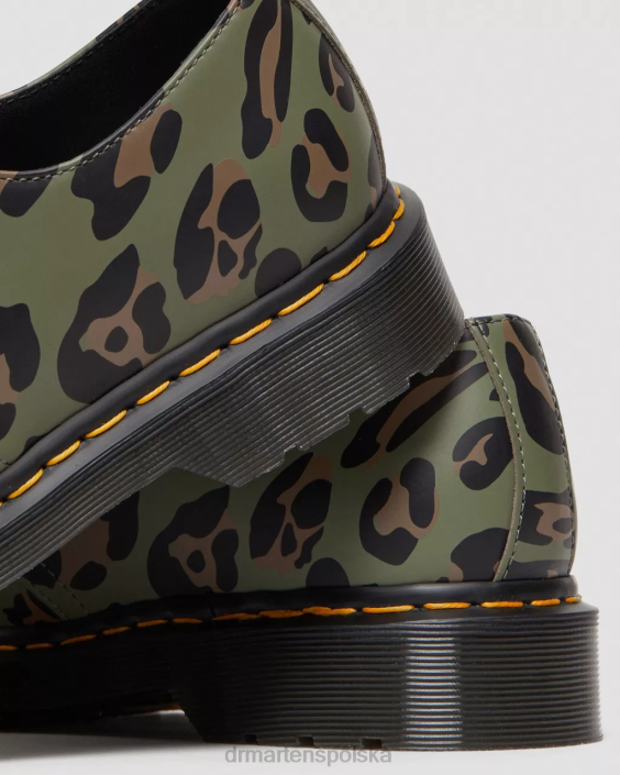 obuwie Zniekształcony lampart w kolorze khaki F28B301 Oksfordy 1461 w zniekształcony wzór w panterkę kobiety Dr. Martens
